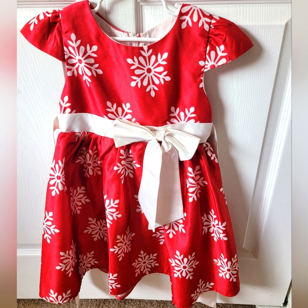 Red Snowflake Dress with White Bow